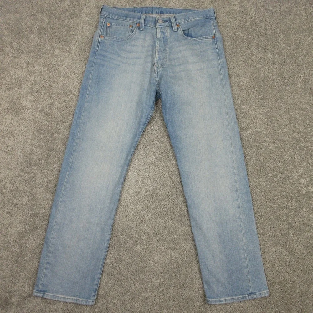 Levis Jeans Mens 31x30 Blue 501 Button Fly Original Straight Faded Denim Pants